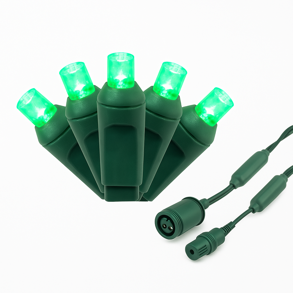 Commercial Grade Wide Angle 50 LED 25-feet length on Green Wire
