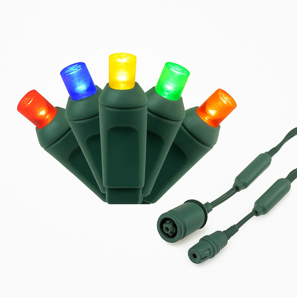Commercial Grade Wide Angle 50 LED 25-feet length on Green Wire