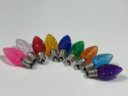 C7 LED Faceted Bulbs - Shatterproof - 25 Pack