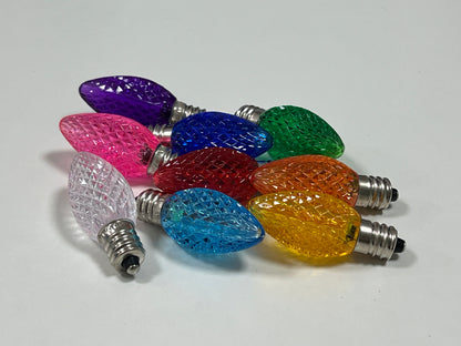 C7 LED Faceted Bulbs - Shatterproof - 25 Pack