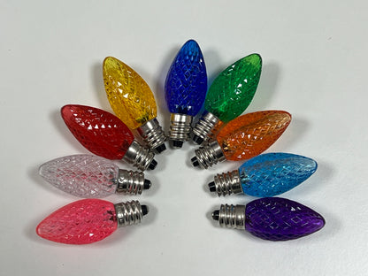 C7 LED Faceted Bulbs - Shatterproof - 25 Pack
